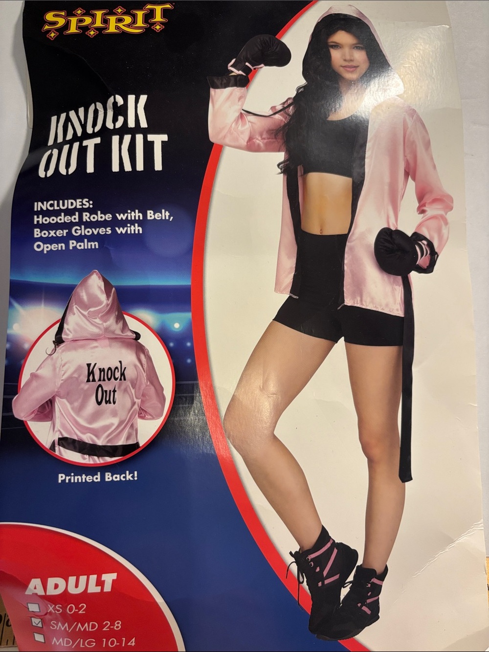 Spirit Pink Satin Hooded Boxing Robe with Black Trim